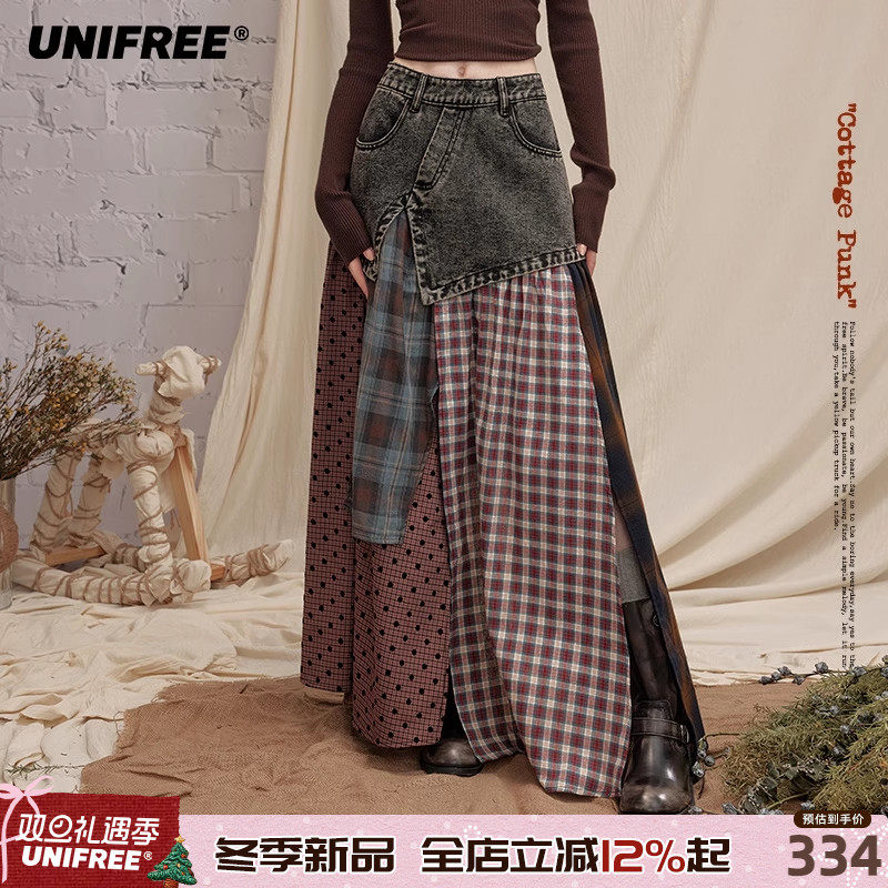 UNIFREE黑色轻奢半身裙