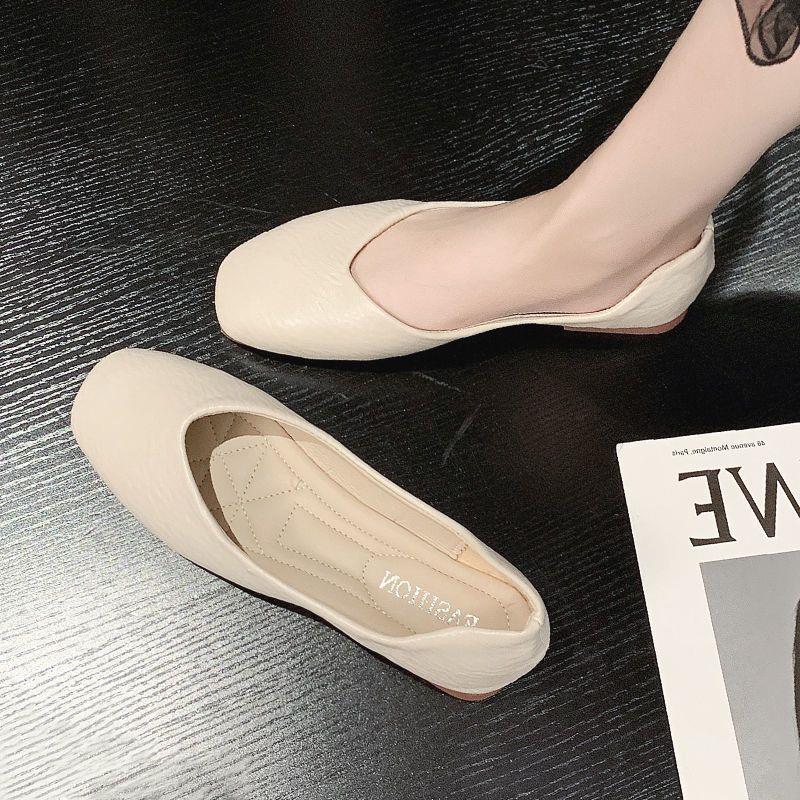 方头豆豆鞋女2026春夏新款单鞋平底软底防滑舒适浅口妈妈鞋孕妇鞋