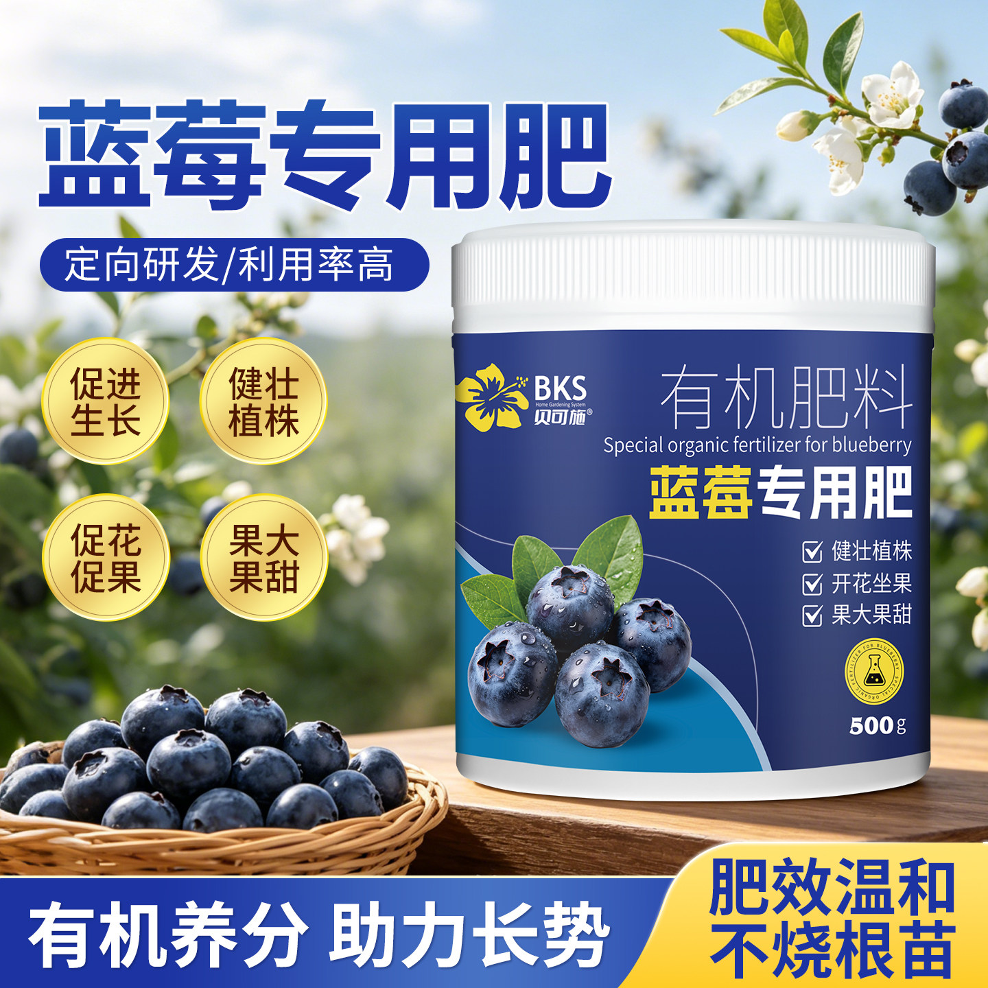 贝可施蓝莓专用肥促花促果健壮植株果大果甜家用阳台盆栽蓝莓专用