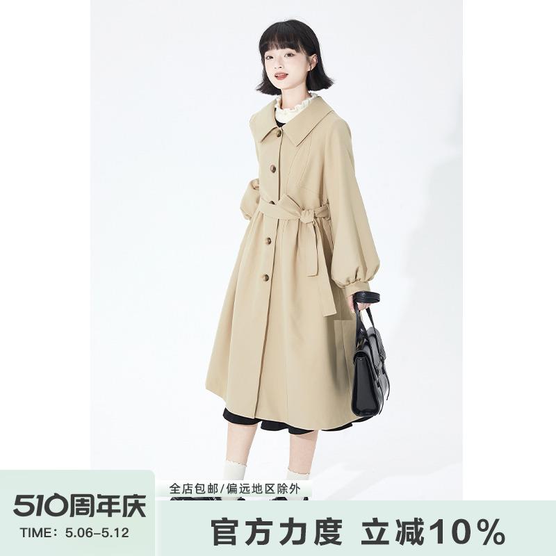 小葱良裁 卡其色风衣外套女款2025新款开春中长款宽松复古小个子