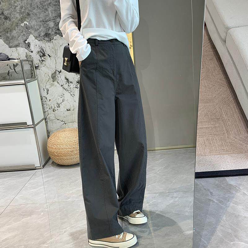 率性日杂风！牛津纺轻量工装休闲裤女进口棉立裁阔腿宽松直筒裤秋