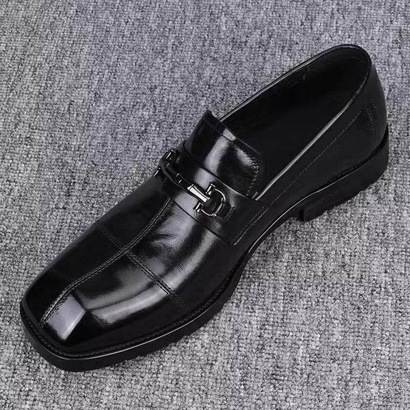 QWTG男士休闲皮鞋2025新款潮流百搭方头英伦商务一脚蹬真皮乐福鞋,流行男鞋,休闲皮鞋,淘宝优惠券,粉丝福利购,淘宝优惠卷