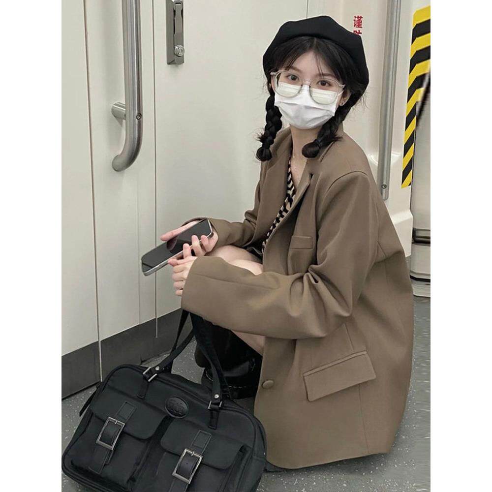 LILY MOST高级感咖色西装外套女春新款韩版小个子宽松休闲西服潮