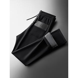 秋冬季高端保暖御寒男士羊毛呢裤子双面加绒直筒运动裤加厚休闲裤