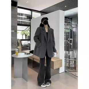 LILY MOST灰色西装呢子大衣女2025秋冬季新款毛呢外套高级感短款