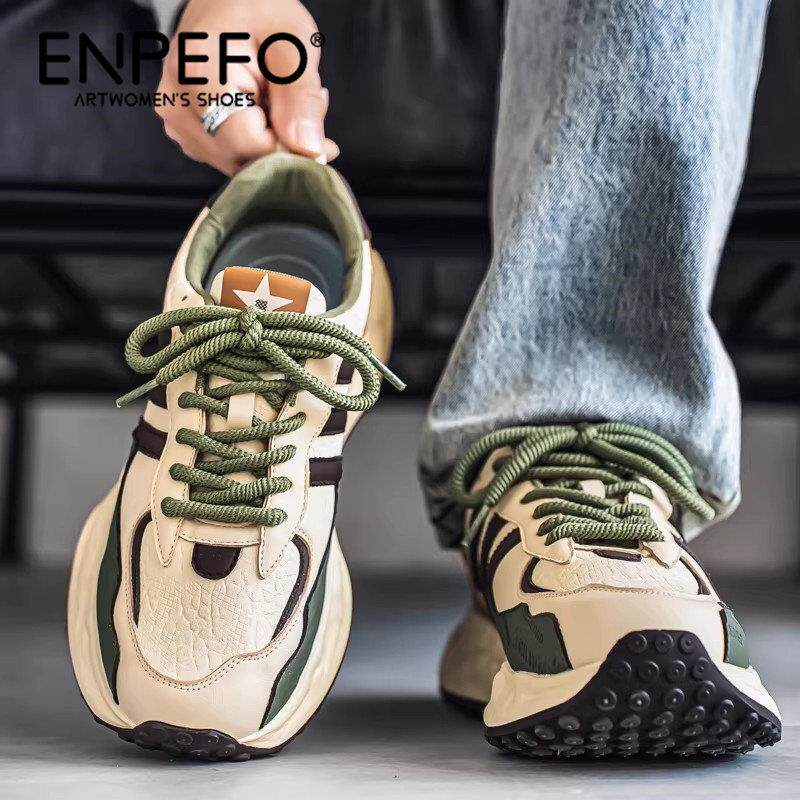 ENPEFO男春季新款休闲老爹鞋厚底百搭运动日常户外男士鞋子增高