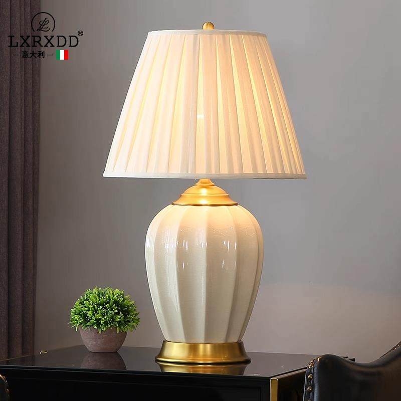LXRXDD意大利美式轻奢陶瓷台灯客厅装饰高级感卧室复古床头氛围灯