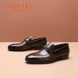 梵沃利新款 复古乐福鞋 男一脚蹬懒人鞋 真皮透气软底英伦风百搭皮鞋