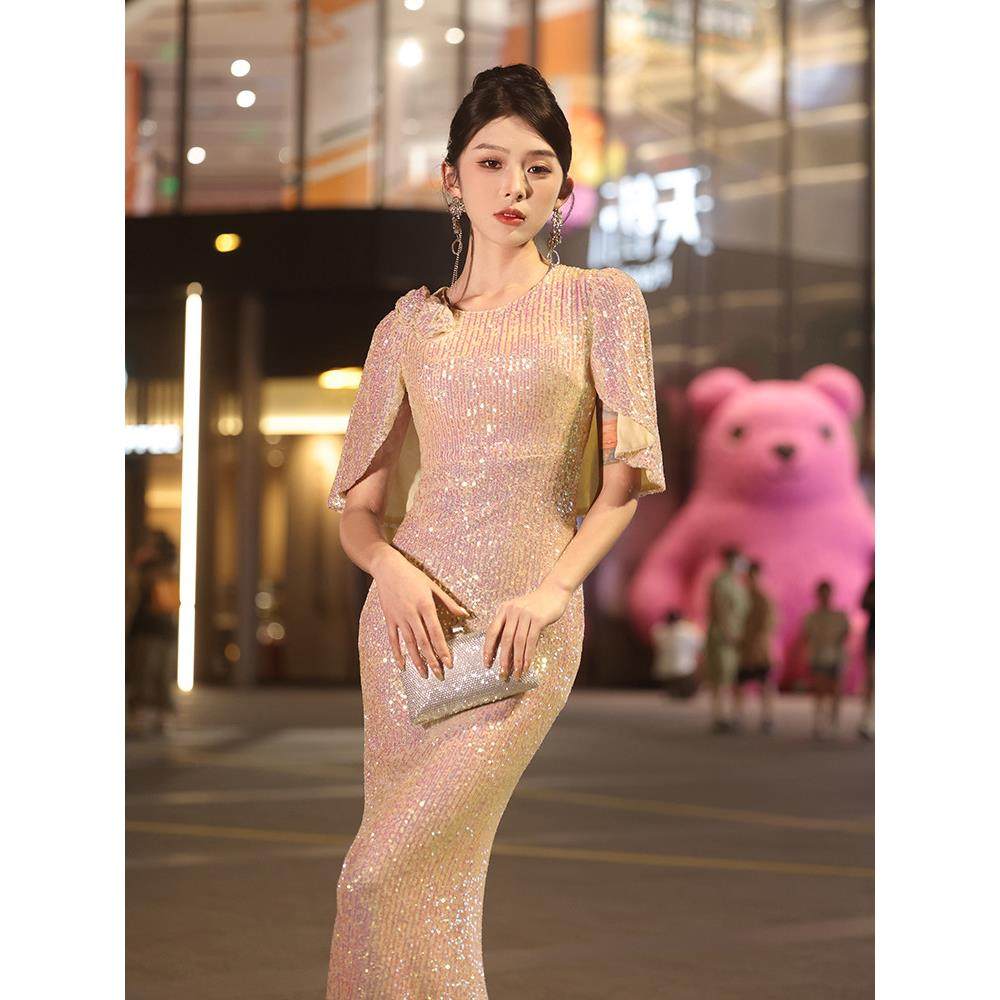 法国Lemond tajoes高级感晚礼服女2025金色亮片高端气质鱼尾宴会,女装/女士精品,礼服/晚装,淘宝优惠券,粉丝福利购,淘宝优惠卷