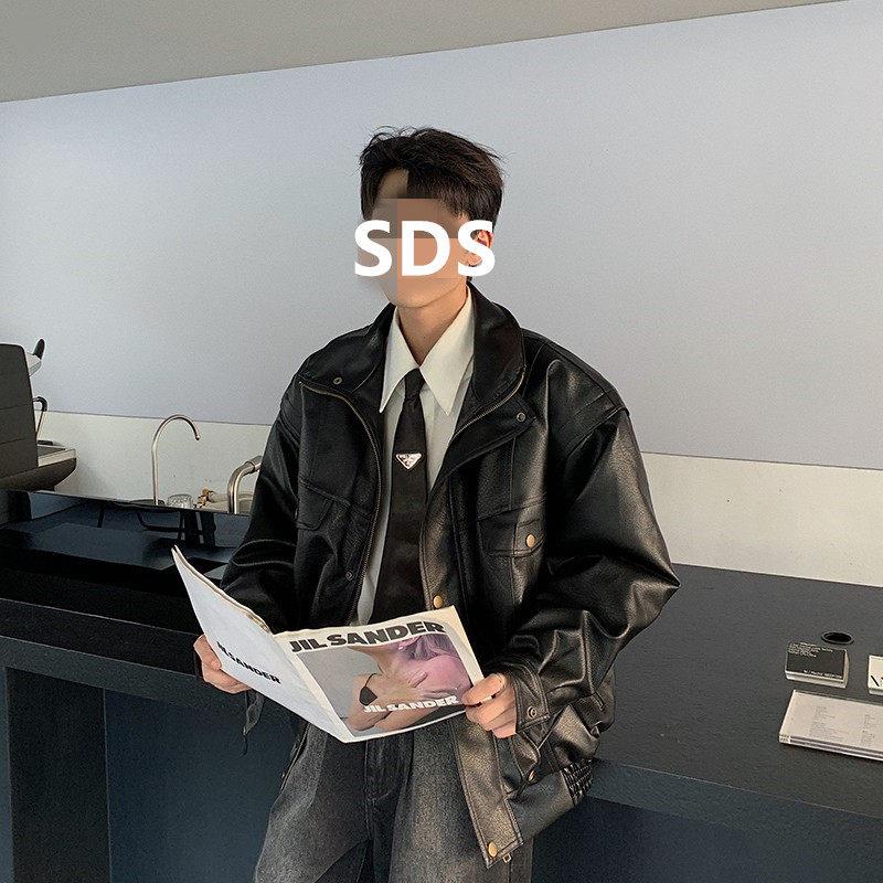 潮牌皮衣外套男秋冬季2025新款加绒痞帅风机车服高端真皮翻领夹克