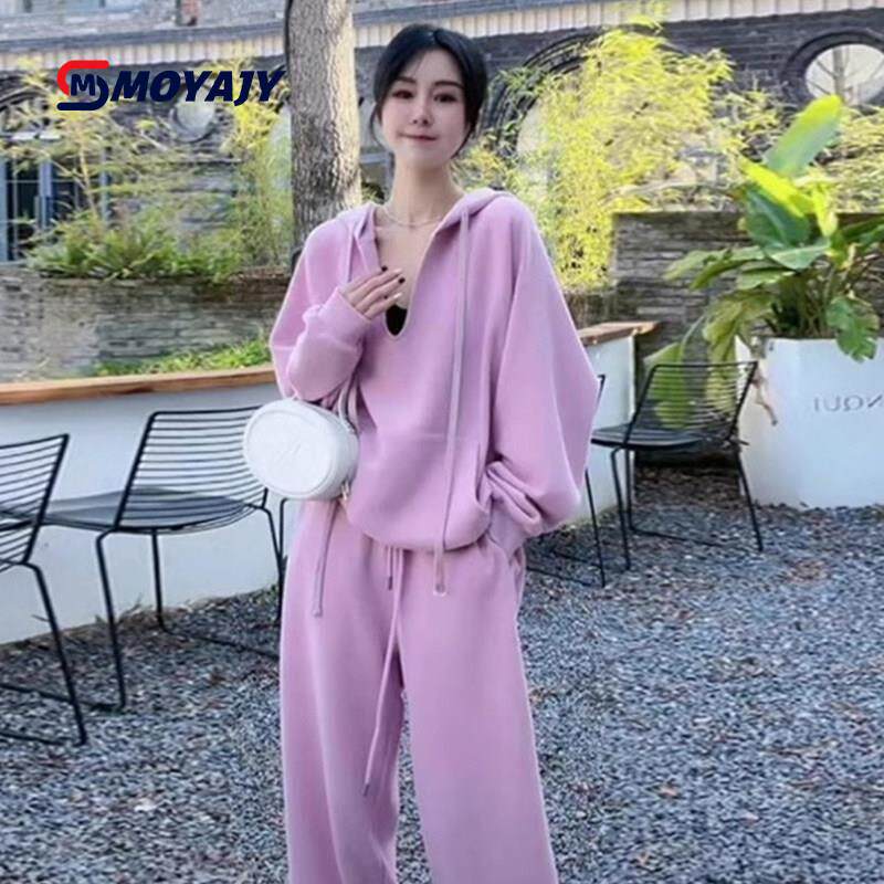 MOYAJY品牌洋气时尚休闲运动套装女秋冬新款宽松高级感卫衣两件套
