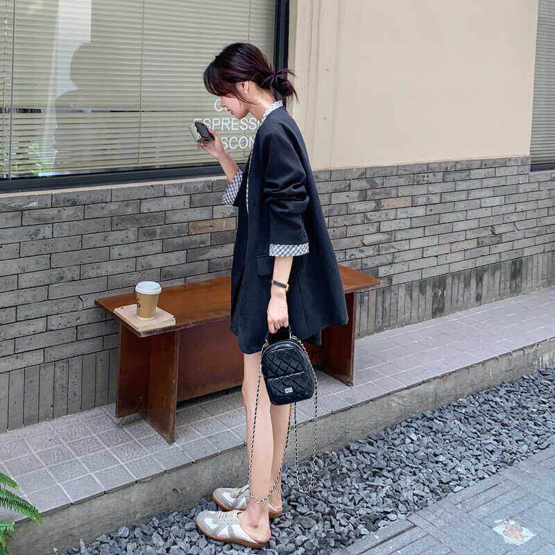 LILY MOST春新款深灰色气质西装套装裙女小个子高级感短裙两件套