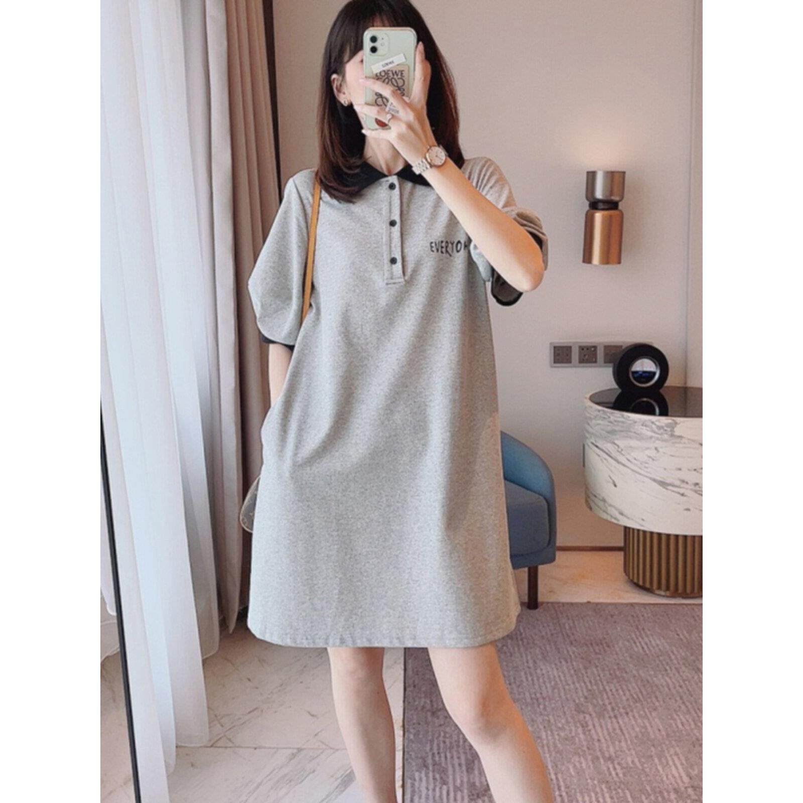 LILY MOSTPOLO领T恤连衣裙2025夏季新款纯棉韩版宽松休闲