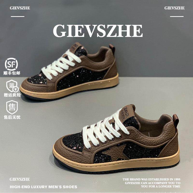 纪诗哲板鞋男2026新款时尚男士软底休闲鞋小众潮流亮片低帮鞋潮鞋