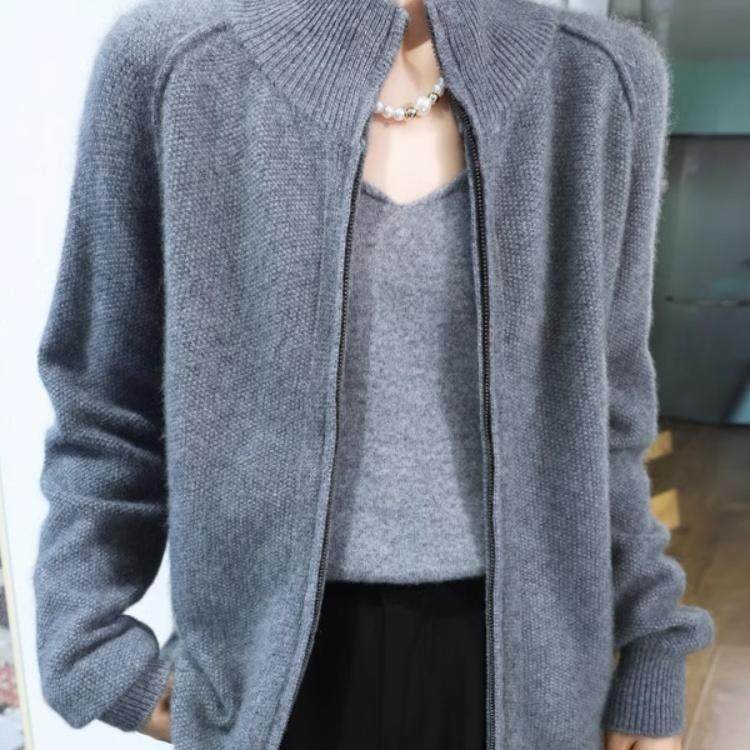 YENR秋冬加厚羊毛开衫女高领毛衣宽松拉链外搭打底上衣羊绒针织衫,女装/女士精品,毛针织衫,淘宝优惠券,粉丝福利购,淘宝优惠卷