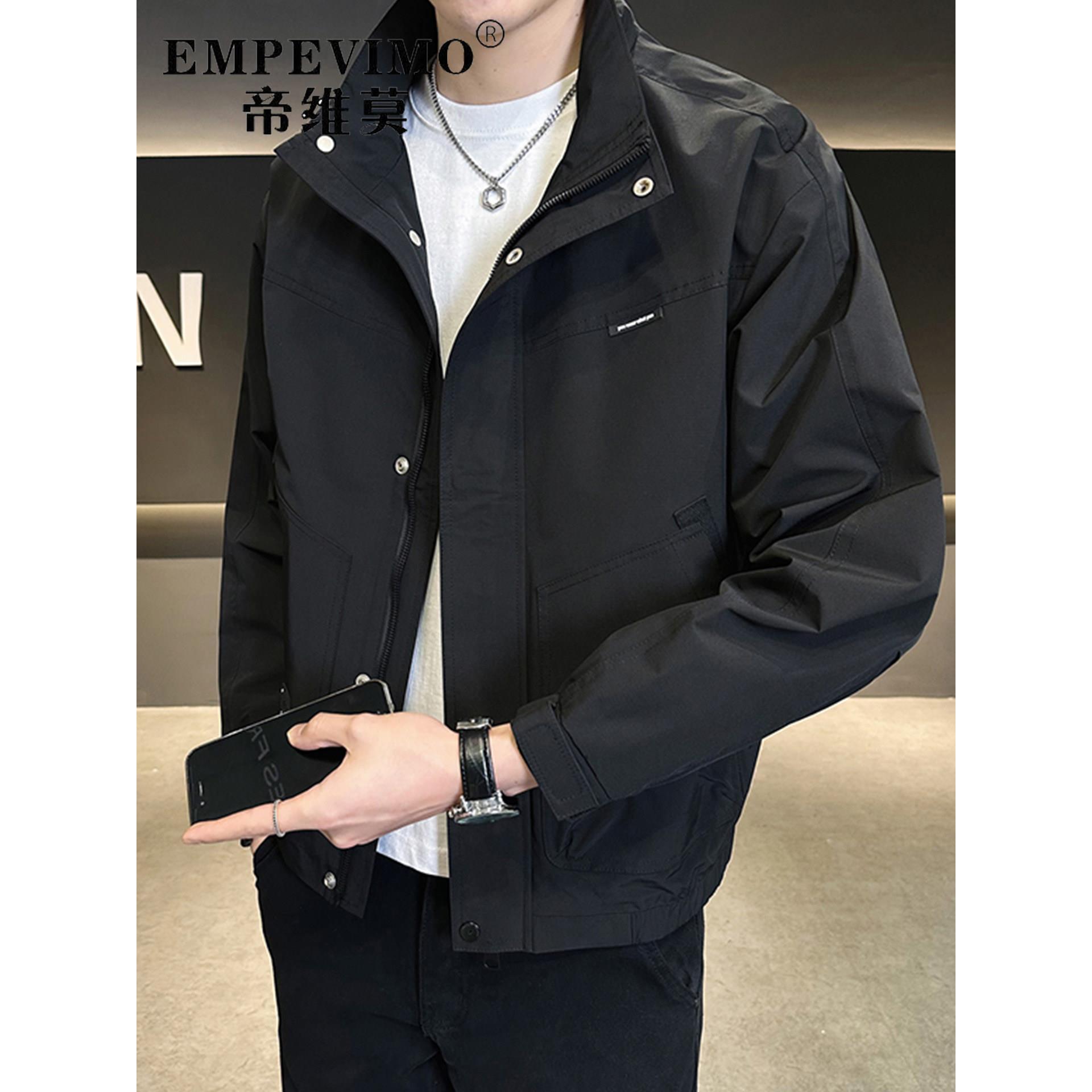 帝维莫男士外套2025新款潮流春秋季冲锋衣宽松立领上衣休闲夹克男