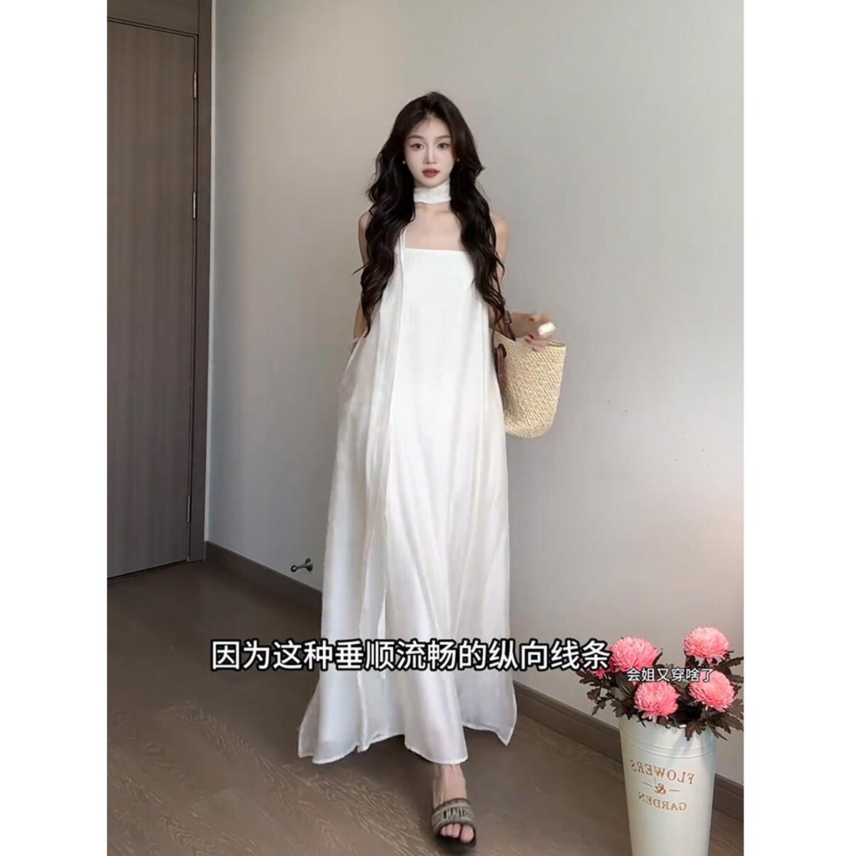 LILY MOST夏季慵懒度假风无袖吊带连衣裙仙女沙滩裙气质裙子长裙