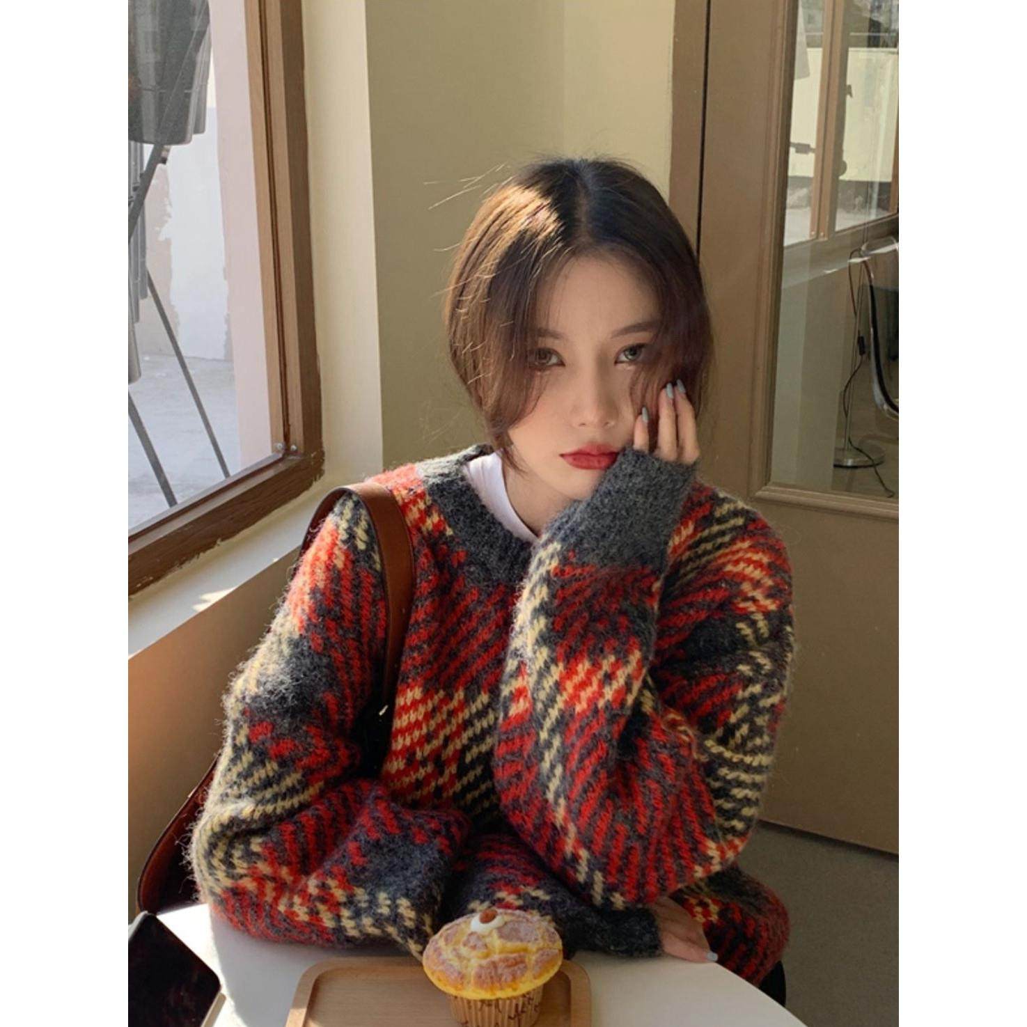 SPYB2025冬季新款宽松内搭针织打底衫女加厚软糯慵懒风高质感毛衣