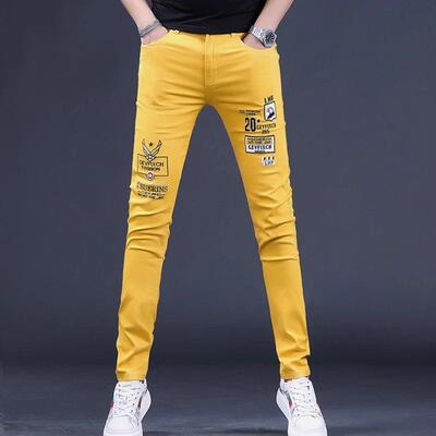 牛仔裤男欧洲站高级感潮牌正品修身小脚长裤时尚刺绣穿搭男士裤子