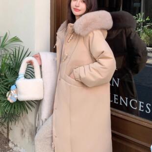 Baulmain Paul羽绒服女中长款冬季韩版大毛领反季外套女狐狸毛领