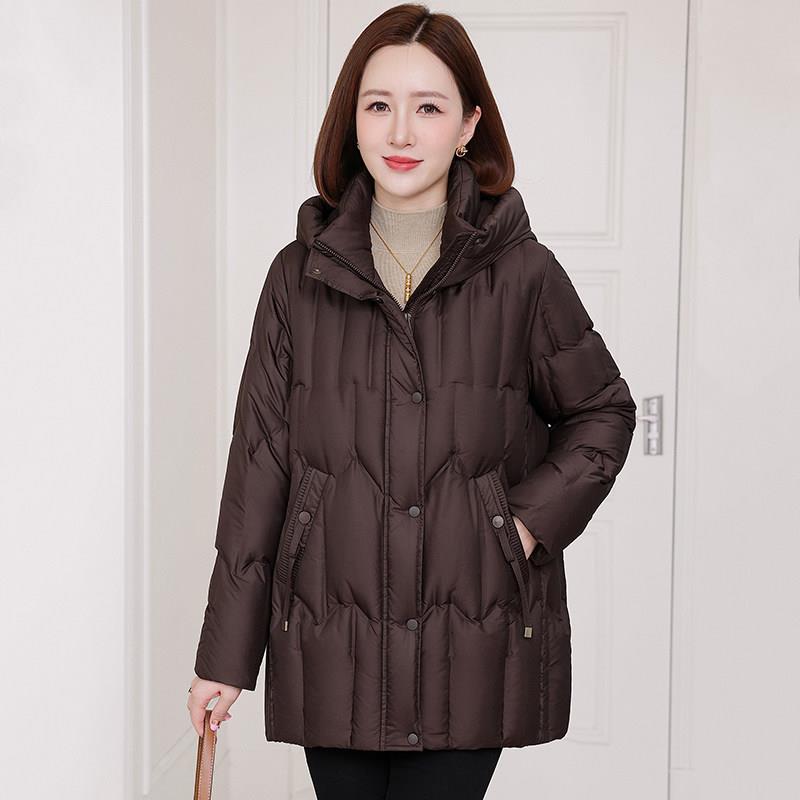 梵薇兰品牌中老年羽绒服女中长款2026冬季新款洋气妈妈白鸭绒外套