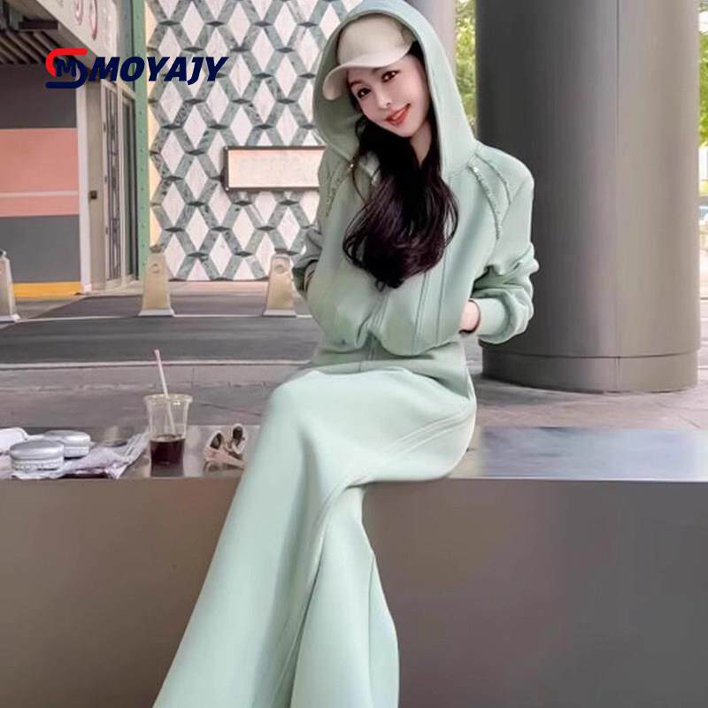 MOYAJY品牌港风休闲运动套装女春秋显瘦高级感卫衣阔腿裤两件套