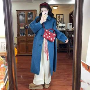 LILY MOST克莱因蓝高级感毛呢外套女冬季新款中长款宽松呢子大衣