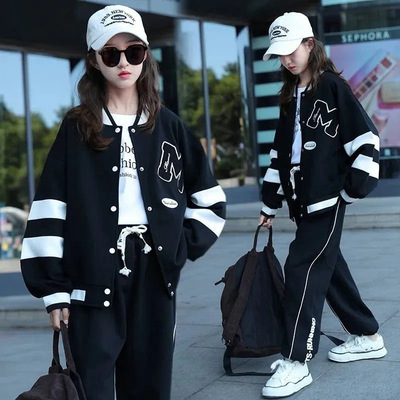 女童年服秋装儿童套装新款洋气12秋冬中大童女装初中生运动服15