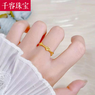 5G黄金鸢尾花戒指女999足金时尚花朵指环纯金新品纯金食指戒送礼