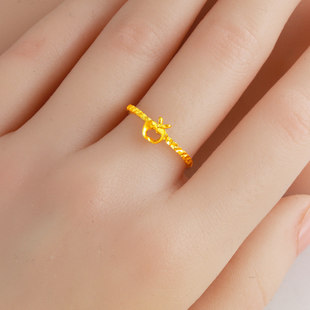 黄金戒指女款小苹果纯金食指环真金首饰5g时尚送女友情人礼物