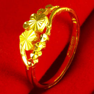 黄金戒指女款9999足金指环纯金首饰心形送女友生日礼物按克重