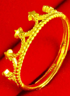 黄金戒指9999足金女款爱心形镂空食指环步步高纯金首饰送情人