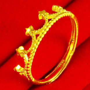 黄金戒指9999足金女款爱心形镂空食指环步步高纯金首饰送情人