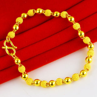 黄金手链女9999足金珠珠手镯纯金转运珠七夕情人节礼物送女友