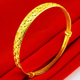黄金手镯女款9999足金满天星结婚首饰纯金镯子真金按克送妈妈