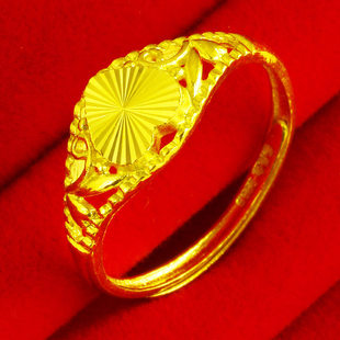 黄金戒指女9999足金指环真金首饰心形纯金首饰送妈妈生日礼物