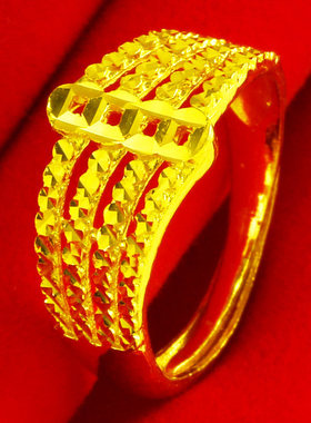 黄金戒指9999足金女款爱心形纯金首饰步步高年轻人送妈妈礼物