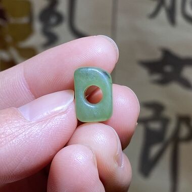 和田玉碧玉随型方扣子配饰老光工艺复古风手编绳手串配珠