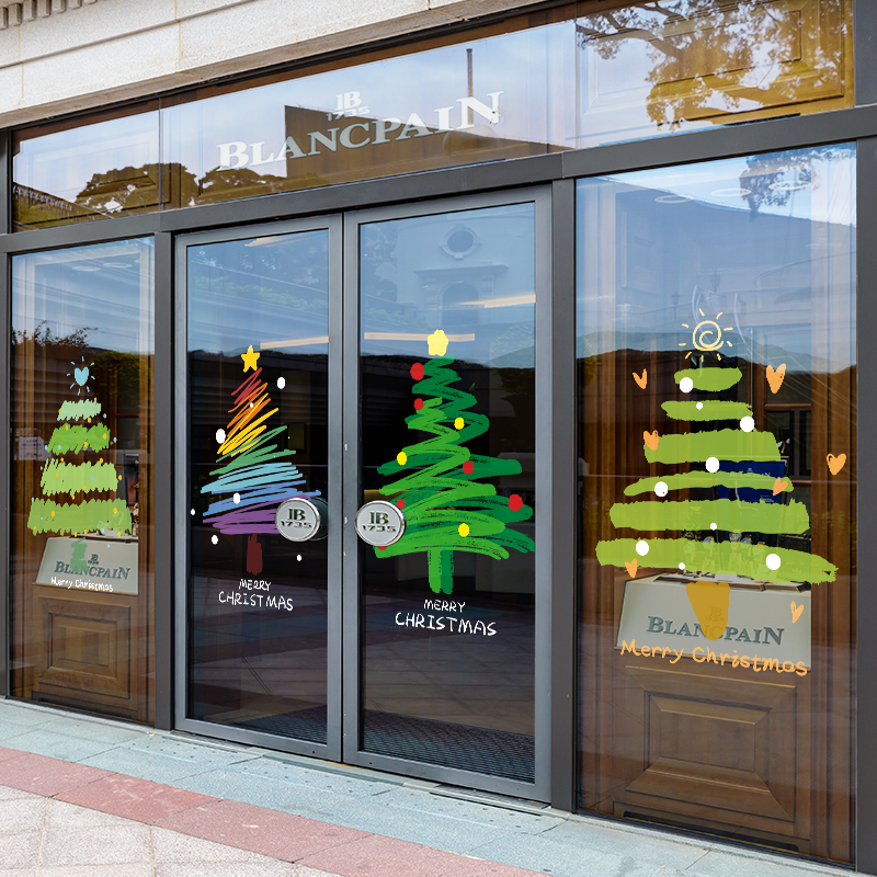 圣诞节装饰品橱窗玻璃门静电贴纸