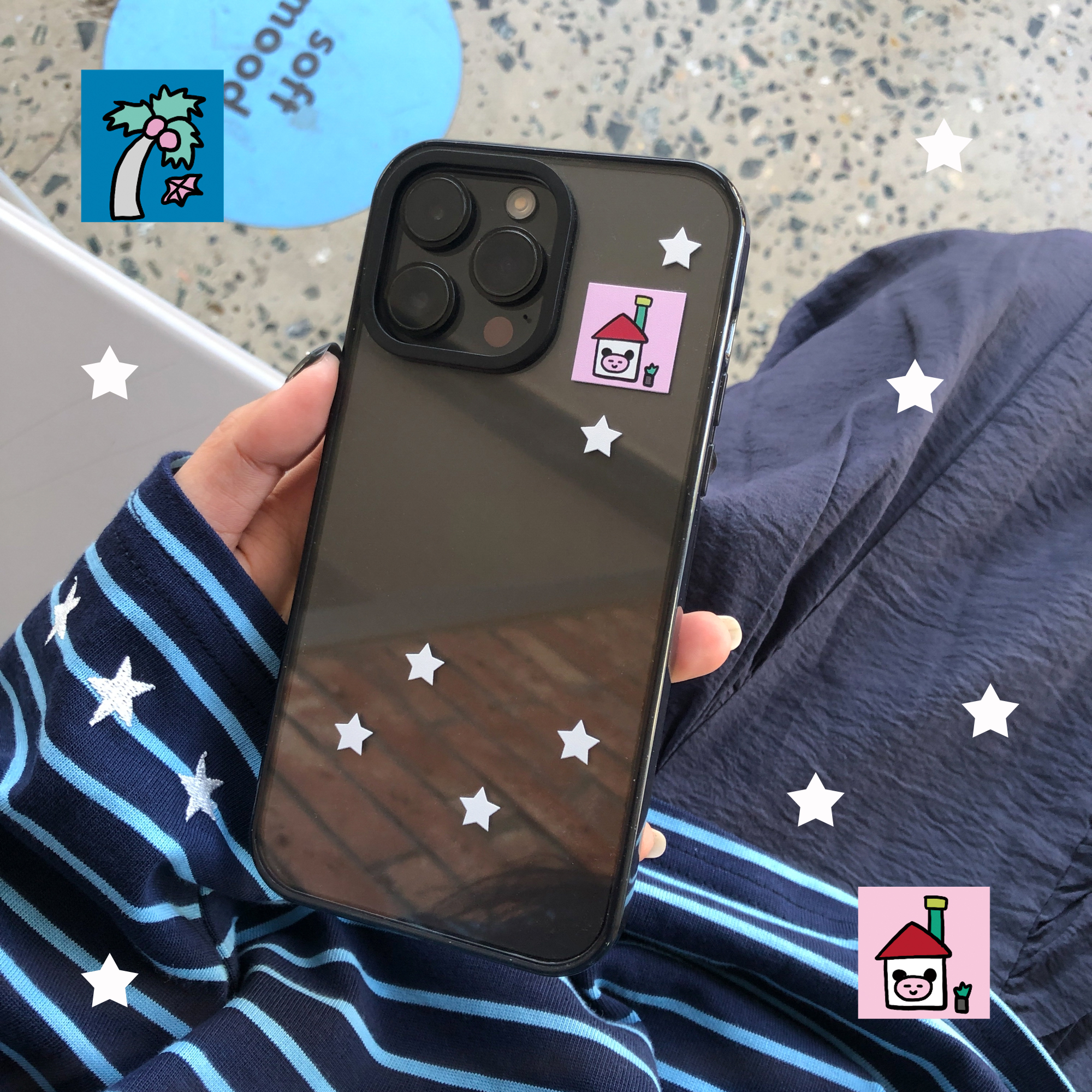 ins风黑框高透亚克力磁吸手机壳