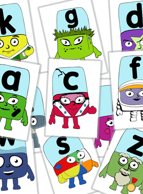 字母积木Alphablocks动画游戏教具海报26英文卡片自然拼读Phonics