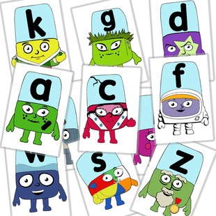 字母积木Alphablocks动画游戏教具海报26英文卡片自然拼读Phonics