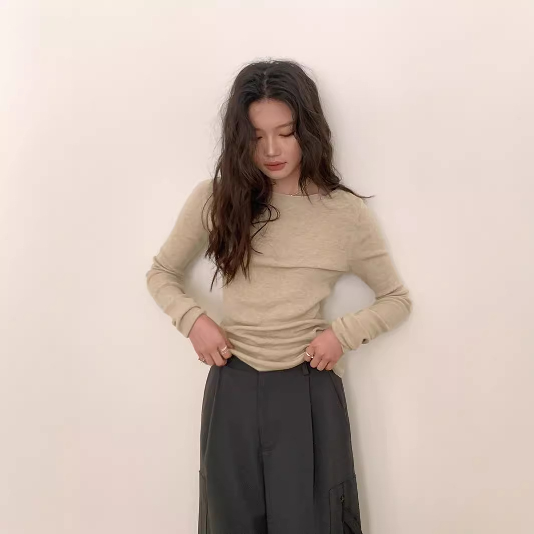 爱与南希十三行2025夏夏原创羊毛一字领纯欲氛围针织罩衫女21296