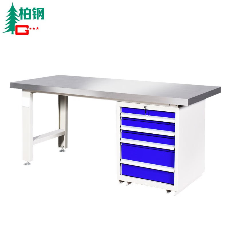 柏钢重型201不锈钢工作台1500*750*800落地四抽重型车间操作台多