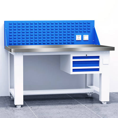 奕多美重型钳工台工作台不锈钢桌面2100*750*800吊二抽带挂板YDM-