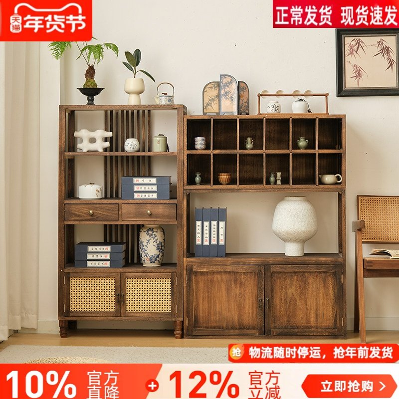 新中式博古架实木多宝阁置物架客厅玄关柜展示架收纳餐边柜民宿,住宅家具,多宝格/博古架,淘宝优惠券,粉丝福利购,淘宝优惠卷