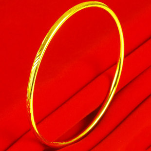 黄金手镯9999足金男女纯金镯子素圈真金手环细实心送女友按克