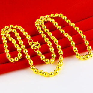 黄金项链9999足金男女款转运珠光珠链圆珠子纯金链子素链按克