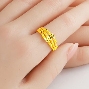 黄金戒指9999足金女款心形多层纯金食指环素金首饰送老婆按克