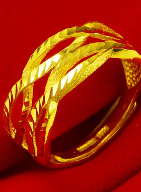 黄金戒指男女款9999足金8字食指环男士结婚纯金首饰发财素金